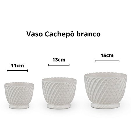 Vaso cachepô plástico branco - 13cm