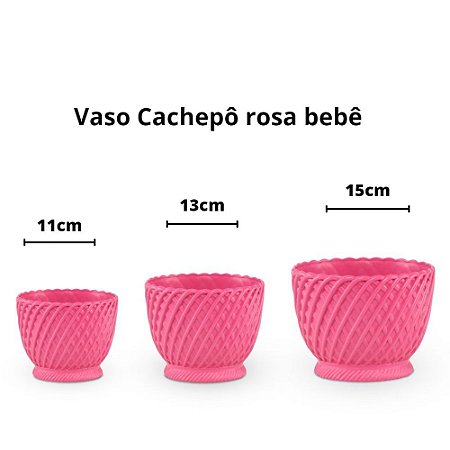 Vaso cachepô plástico rosa bebê - 13cm