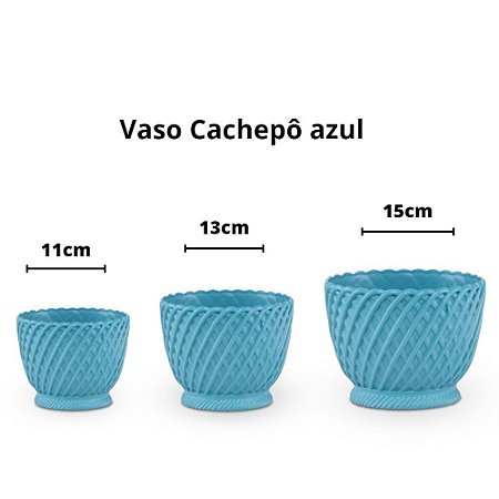 Vaso cachepô plástico azul - 15cm