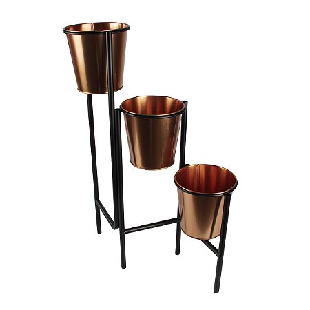 Suporte De Metal Retrátil Com 3 Vasos Rose Gold Verito (2771)