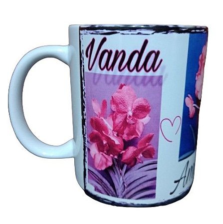 Caneca de Porcelana Personalizada - Tema "Orquídea Vanda"