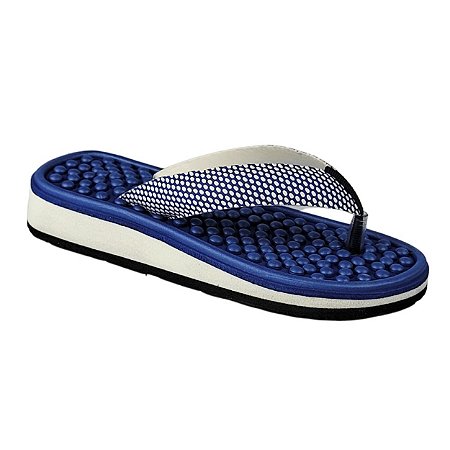 Chinelo de Dedo Massageador EVA - Azul/Branco