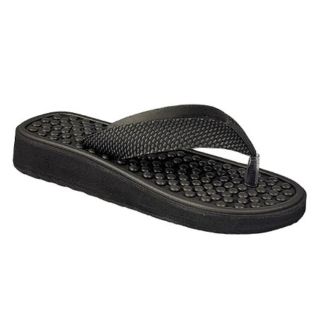 Chinelo de Dedo Massageador EVA - Preto/Preto