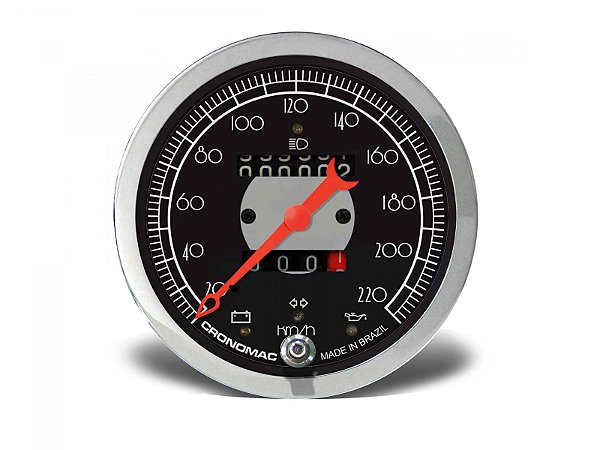 Velocímetro 100mm Mecânico com Sinaleira 220kmh Hot Rod Clássico Preto