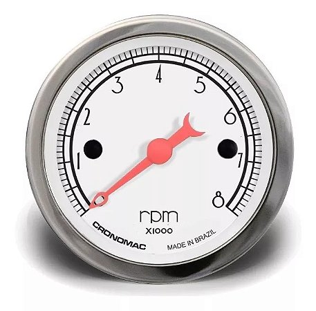 Conta Giros 52mm Hot Rod Clássico Branco