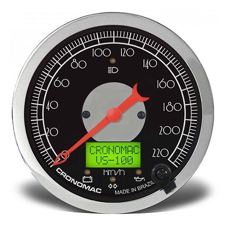 Velocímetro 100mm Eletrônico Display Digital Preto Com Sinaleira