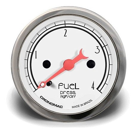 Manômetro Pressão Combustível 52mm Mecânico 4kg Branco