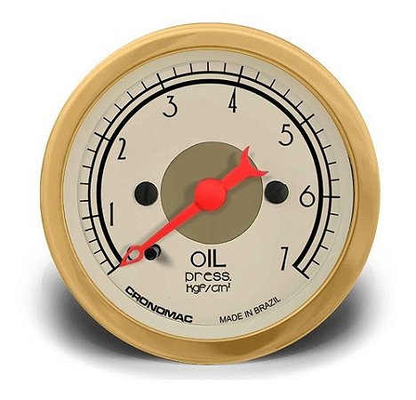 Manômetro Pressão Óleo 52mm Mecânico 7kg Hot Rod Clássico Gold