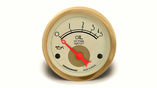Manômetro Pressão Óleo 52mm Elétrico 5kg Hot Rod Clássico Gold