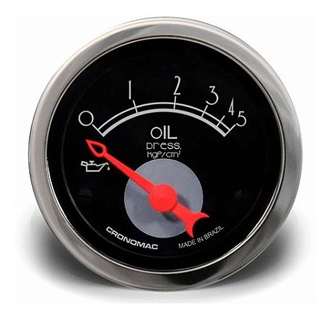 Manômetro Pressão Óleo 52mm Elétrico 5kg Hot Rod Clássico Preto