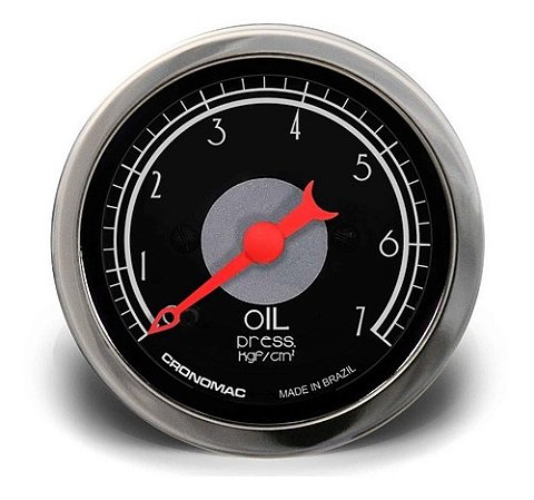Manômetro Pressão Óleo 52mm Mecânico 7kg Hot Rod Clássico Preto