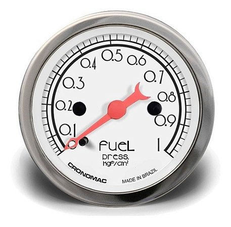 Manômetro Pressão Combustível 52mm Mecânico 1kg Branco