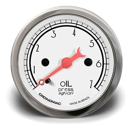 Manômetro Pressão Óleo 52mm Mecânico 7kg Hot Rod Clássico Branco