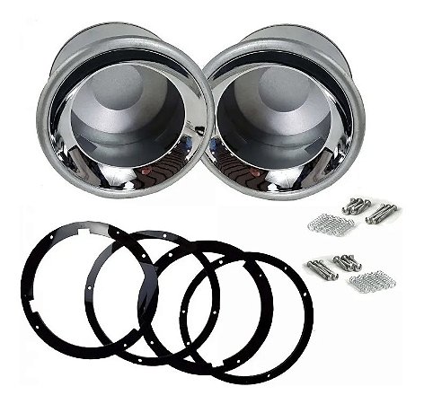 Kit Farol Embutido 180mm Par Aro CRomado
