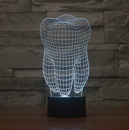 Luminária LED 3D em Acrílico Dente - Acriltech