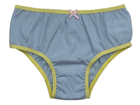 CALCINHA BÁSICA COM LACINHO AZUL (ELÁSTICO AMARELO)