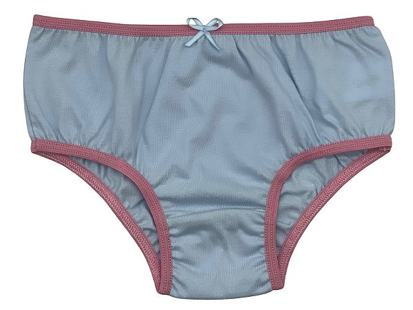 CALCINHA BÁSICA COM LACINHO AZUL (ELÁSTICO ROSA)