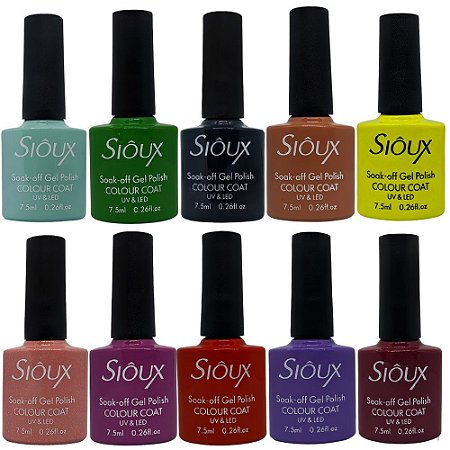 Kit 10 Esmaltes em Gel Sioux cores sortidas