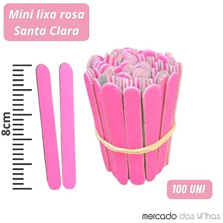 Mini Lixa de Unha Rosa 8cm C/ 100 Santa Clara