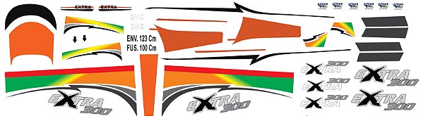 Adesivo impresso para aeromodelo extra 300s 123cm