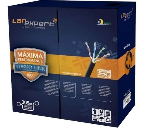CABO DE REDE LAN EXPERT CAT5 CMX PRETO - 305MTS