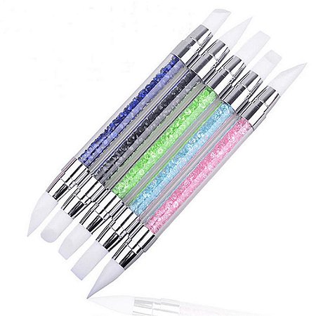 Pincel Caneta de Cera Unhas Ponta dupla Manicure kit 5 Unid