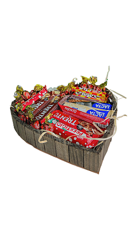 Cesta Coração Chocolate