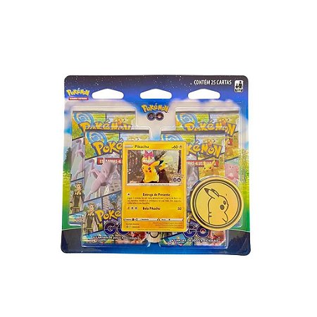 Carta Pokémon Pikachu Blister Quadruplo Caixa 150 Cartinhas no