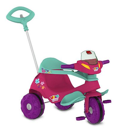 Triciclo Bandeirante Velobaby G2 Passeio E Pedal Motoca Rosa - Loja Zuza  Brinquedos