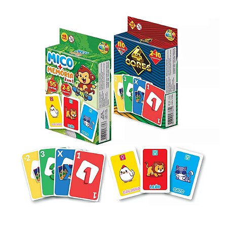 Kit 2 Jogos De Cartas De Baralho P/ Crianças Jogo Mico E Uno