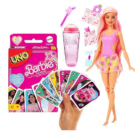Kit Boneca + Jogo Uno Barbie Original Rosa Filme Mattel - Loja Zuza  Brinquedos