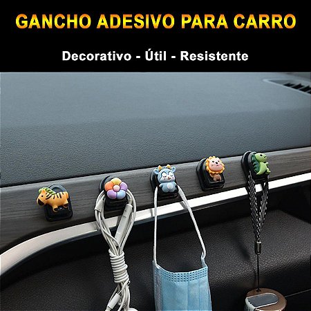 Gancho Adesivo Para Carro Decorativo e Útil Painel Bancos Vidros e Laterais Mini Gancho Autocolante