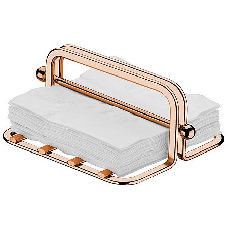 Porta Guardanapos De Mesa Tamanho Pequeno Com Peso Rosé Gold Luxo - Ref. 1611rg