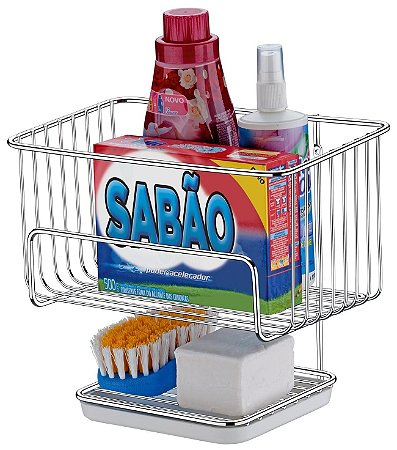Porta Detergente Sabão Escova Suporte Multiuso Lavanderia Ref. 1068