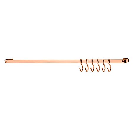 Barra Piatina 45 Cm 6 Ganchos Rosé Gold Cozinha Luxo - Ref. 2411rg