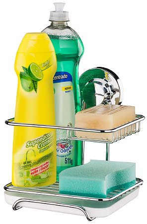 Suporte Para Sabão Detergente Esponja Com Ventosa Luxo Future - Ref. 4017