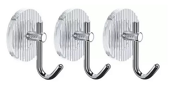 KIT 3 Toalheiros Ganchos Adesivos Banheiro Cozinha Lavanderia Luxo Ch256