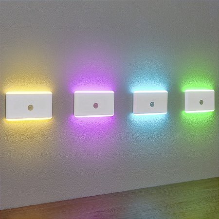 Balizador Luz Noturna Lâmpada Luminária Led Sensor de Movimento Multicores CH244