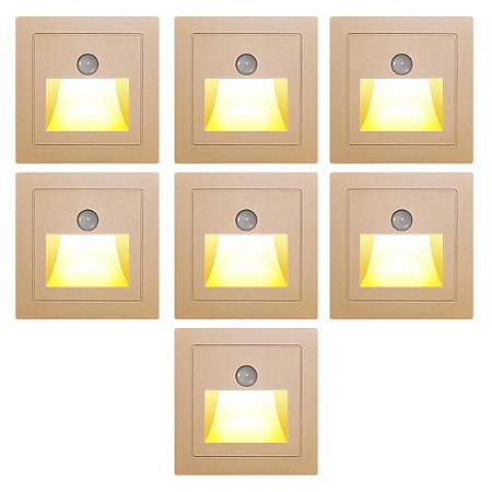 Kit 7 Balizador Arandela de Embutir Com Sensor de Presença Corredor Escada Banheiro Cozinha Quarto Varanda LED Luxo