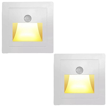 Balizador Embutir Kit 2 Sensor Movimento Corredor Escada Luxo Ch234