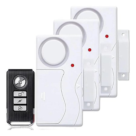Kit 3 Alarmes + 1 Controle Residencial Comercial - CH189