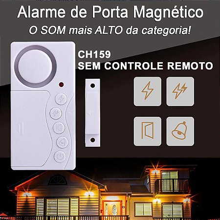 Alarme Residencial Magnético Sensor Controle Remoto Porta Janela Som Muito Forte 108db - CH159-CH160