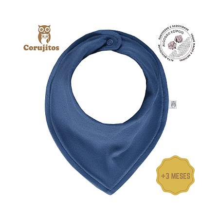 Babador Bandana +3 Meses Jeans Azul - Corujitos