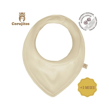 Babador Bandana +3 Meses Bege - Corujitos