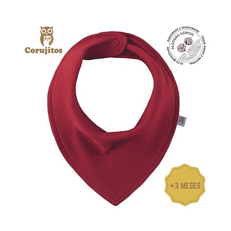 Babador Bandana +3 Meses Vermelho - Corujitos