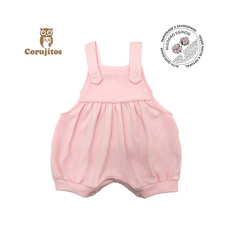Banho De Sol Com Grelot Rosa Claro Tamanho RN - 100% Algodão Egípcio - Corujitos