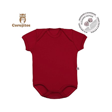Body Manga Curta Vermelho Tamanho RN - 100% Algodão Egípcio - Corujitos