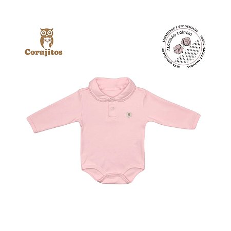 Body Social Gola Grelot Manga Longa Rosa Claro Tamanho P - Corujitos