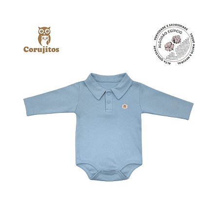 Body Social Gola Italiana Manga Longa Azul Claro Tamanho P - Corujitos