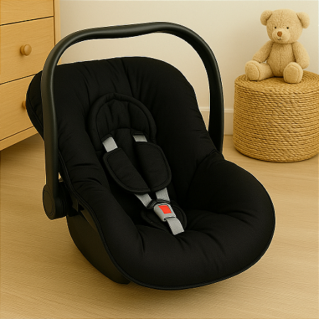 Capa Para Bebê Conforto Com Protetor De Cinto Basic Preto 100% Algodão -  Batistela